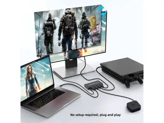 Alt view image 3 of 7 - HDMI 2.1 Switch 3 in 1 Out, 8K@60Hz 48Gbps HDMI Switcher Splitter, Supports 4K@120Hz HDCP 2.3 VRR ALLM Dolby Vision Atmos, Compatible with PS5 Xbox TV DVD Player