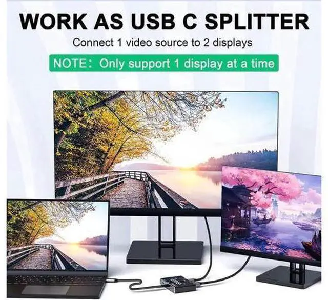Alt view image 5 of 7 - Bi-Directional USB C KVM Switch 2 Computers, USB Type C Switcher Support 8K@60Hz 4K@120Hz Video, 10Gbps Data Transfer & 100W Fast Charging, Compatible with Thunderbolt Devices Black