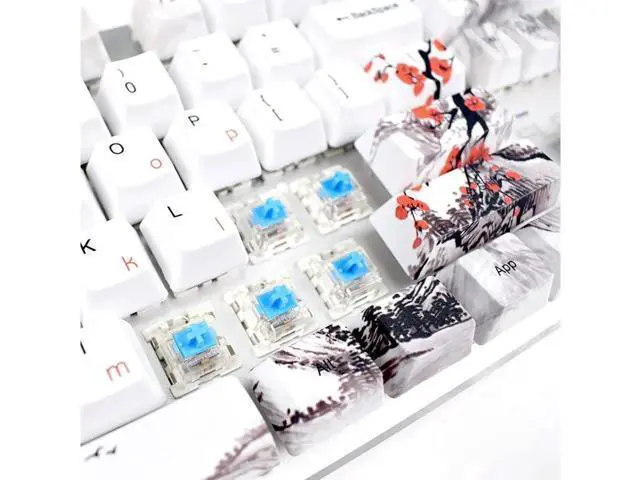 Alt view image 3 of 6 - 110 Keys Plum Blossom Japanese Style PBT Keycaps Set, OEM Profile Custom Keycaps with Keycap Puller, Compatible with Cherry MX 61/71/87/104 Full Size 60% Mechanical Keyboard