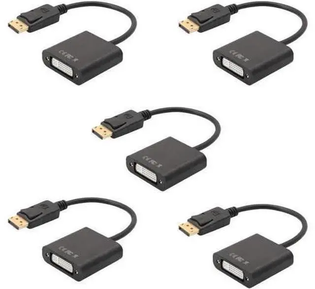 Main image of 5-Pack DisplayPort to DVI-D Single Link Adapter, Male to Female DP to DVI Converter Black Compatible with HP and Other Mainstream Brands