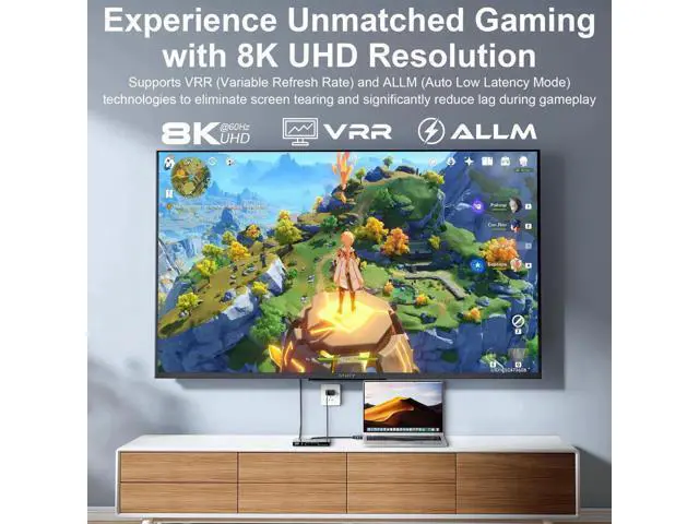 Alt view image 4 of 7 - 5 in 1 Out HDMI 2.1 Switch 8K@60Hz, 4K@120Hz 48Gbps HDMI Switcher with Remote, Support HDR10+ Dolby Vision Atmos HDCP 2.3 CEC, Compatible with PS5 PS4 Xbox TV Game PC Roku