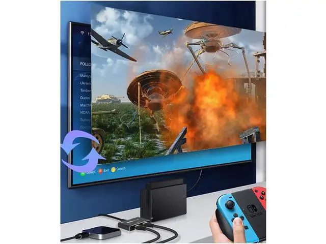 Alt view image 3 of 7 - HDMI 2.1 2x1 Switch, Ultra HD 8K@60Hz 4K@120Hz Switcher, 2 HDMI Sources to 1 Display Port Adapter