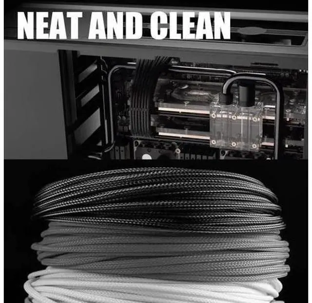 Alt view image 4 of 4 - PSU Cable Extension Kit 30CM Length with Combs,1x24Pin/2x8Pin(4+4) EPS/3x8Pin(6P+2P) PCI-E/PC Sleeved for ATX Power Supply,(White & Pink)