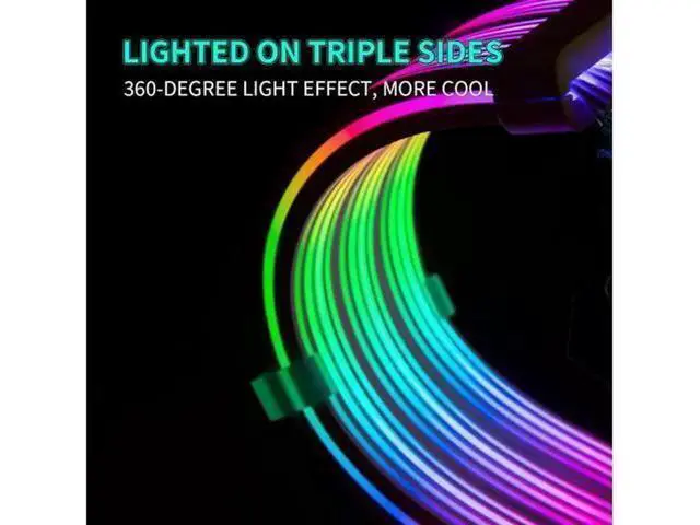 Alt view image 2 of 7 - 3X8 Pin ARGB GPU Power Extension Cable, 5V 3Pin Sync RGB Strimmer Sleeved PC Graphics Card PSU Extension Cord for ATX Chassis Gaming Mod
