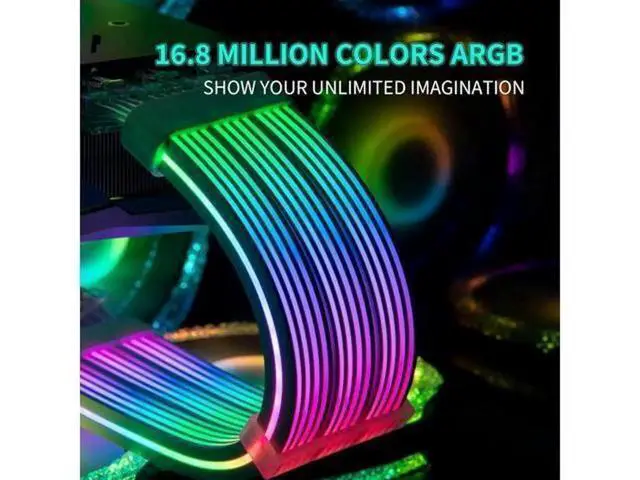 Alt view image 5 of 7 - 3X8 Pin ARGB GPU Power Extension Cable, 5V 3Pin Sync RGB Strimmer Sleeved PC Graphics Card PSU Extension Cord for ATX Chassis Gaming Mod