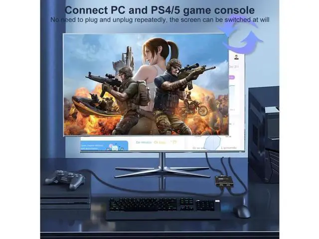 Alt view image 4 of 7 - HDMI 2.1 2x1 Switch, Ultra HD 8K@60Hz 4K@120Hz Switcher, 2 HDMI Sources to 1 Display Port Adapter