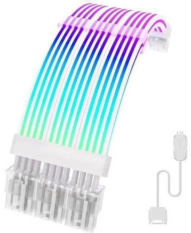 Main image of White 5V 3Pin ARGB 3PCS 8Pin 6+2 PCIe GPU Power Extension Cable Four-Sided RGB Lighting Cord for Gaming PC Modding