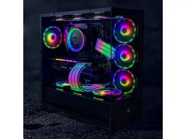 Alt view image 3 of 7 - White 5V 3Pin ARGB 3PCS 8Pin 6+2 PCIe GPU Power Extension Cable Four-Sided RGB Lighting Cord for Gaming PC Modding
