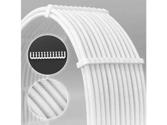 Alt view image 2 of 7 - White Sleeved PSU Extension Cable Kit, 30cm ATX 24Pin / 4+4Pin EPS / 8-Pin & 6-Pin PCIe Modded Power Cables with White Connectors & Cable Combs for White Theme PC Build
