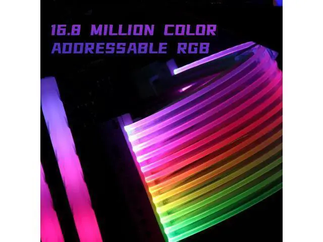 Alt view image 3 of 7 - Full White ARGB GPU Power Extension Cable, 3×8(6+2) Pin Strimmer RGB PSU Cable, 5V 3Pin Sync Custom White PC Chassis Lighting Extension Cord with White Connectors