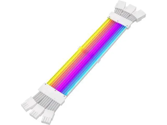 Alt view image 6 of 7 - Full White ARGB GPU Power Extension Cable, 3×8(6+2) Pin Strimmer RGB PSU Cable, 5V 3Pin Sync Custom White PC Chassis Lighting Extension Cord with White Connectors