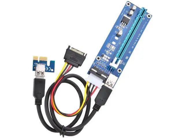 Alt view image 5 of 5 - 6 Pack PCI-E 16x to 1x Powered GPU Riser, 60cm USB 3.0 Extension Riser Adapter with 4 Pin Molex to SATA Power Cable for Ethereum ETH Mining Rig