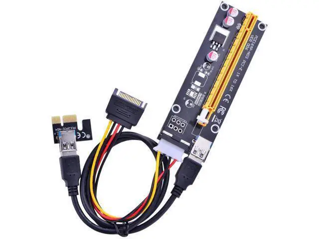 Alt view image 5 of 5 - 6 Pack PCI Express 16x to 1x GPU Riser Adapter, 60cm USB 3.0 Extension Cable with 4-Pin MOLEX to SATA Power Cable for ETH Cryptocurrency Mining