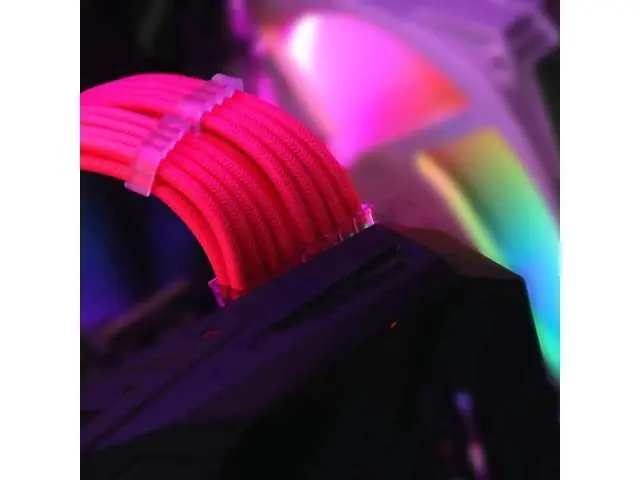 Alt view image 2 of 6 - PSU Extension Cable Kit Custom Sleeved Power Supply Cable Mod for PC Build 18AWG 24Pin ATX /8 (4+4) Pin EPS CPU Cable /8 (6+2) Pin PCI-E GPU PSU Cables 6PCS with Cable Comes Pink