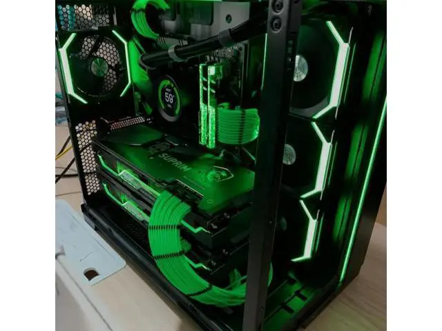 Alt view image 3 of 5 - PSU Cable Extension Kit 30CM Length with Combs,1x24Pin/2x8Pin(4+4) EPS/3x8Pin(6P+2P) PCI-E/PC Sleeved for ATX Power Supply,(Green)