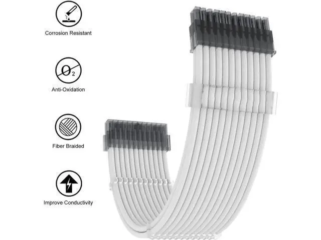 Alt view image 4 of 6 - PSU Extension Cable Kit Custom Sleeved Power Supply Cable Mod for PC Build 18AWG 24Pin ATX /8 (4+4) Pin EPS CPU Cable /8 (6+2) Pin PCI-E GPU PSU Cables 6PCS with Cable Comes White