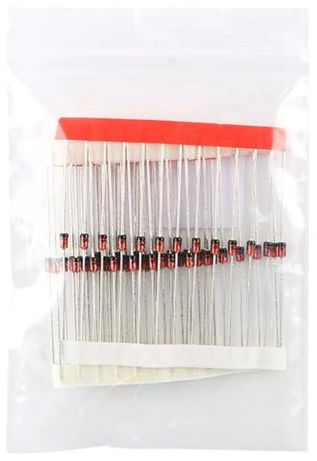 Main image of 100Pcs 1N4733A Zener Diodes - 1W 5.1V DO-204AL Efficiency Diode for Power Rectification, 1N4733 1 Watt 5.1 Volt DO-41 Package for Electronics