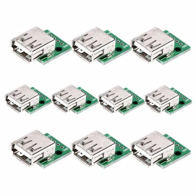 Main image of 10Pcs USB 2.0 Female to DIP Adapter Board, 4-Pin 2.54mm Pitch Breakout Module