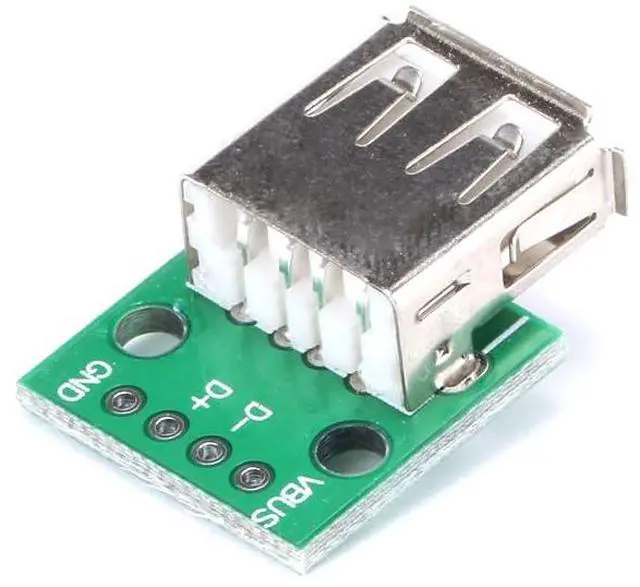 Alt view image 3 of 6 - 10Pcs USB 2.0 Female to DIP Adapter Board, 4-Pin 2.54mm Pitch Breakout Module