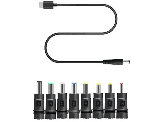 Alt view image 2 of 3 - 8-in-1 USB-C PD to 12V DC Power Cable, Multi Tips 3.5/4.0/4.8/5.5mm Barrel Connector Cord for Router LED CCTV Camera 12V Electronics