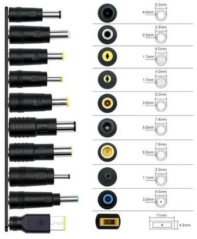 Alt view image 2 of 3 - 100W USB-C DC Power Adapter Kit, Universal AC-DC Laptop Power Supply with 5.5x2.1mm DC Port & 10 Interchangeable DC Tip Connectors
