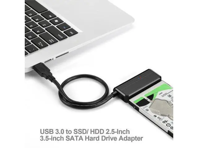 Alt view image 2 of 7 - USB 3.0 to SATA III Hard Drive Adapter Cable with 12V/2A Power Supply, UASP Supported External Converter for 2.5 & 3.5 Inch SATA SSD HDD, Black