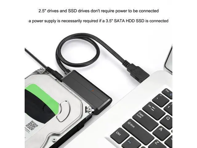 Alt view image 5 of 7 - USB 3.0 to SATA III Hard Drive Adapter Cable with 12V/2A Power Supply, UASP Supported External Converter for 2.5 & 3.5 Inch SATA SSD HDD, Black