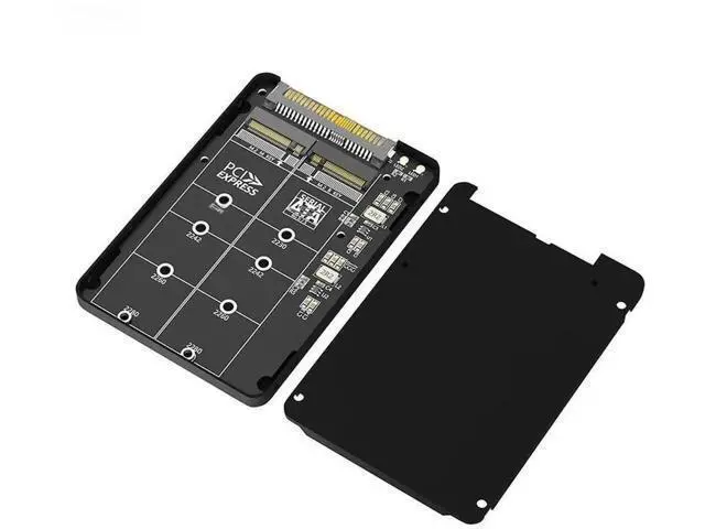 Alt view image 3 of 3 - 2-in-1 Aluminum M.2 SSD Enclosure, NVMe PCIe & NGFF SATA to U.2 SFF-8639 Combo Adapter for Desktop PC