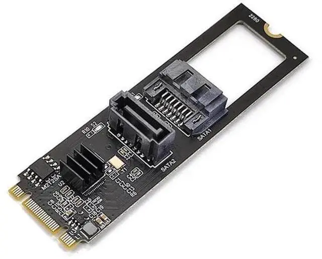Main image of JMB582 M.2 B+M Key 1 to 2 SATA3 6Gbps Expansion Adapter Card for 2280 NGFF Slot