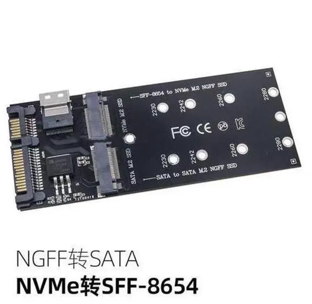 Main image of M.2 SATA to SATA + NVMe to SFF-8654 Converter, 22Pin SATA M.2 Expansion Card, M-Key/B-Key SSD Adapter for PC Desktop Motherboard
