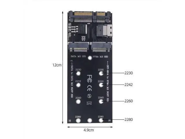 Alt view image 4 of 6 - M.2 SATA to SATA + NVMe to SFF-8654 Converter, 22Pin SATA M.2 Expansion Card, M-Key/B-Key SSD Adapter for PC Desktop Motherboard