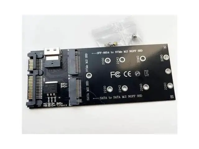 Alt view image 6 of 6 - M.2 SATA to SATA + NVMe to SFF-8654 Converter, 22Pin SATA M.2 Expansion Card, M-Key/B-Key SSD Adapter for PC Desktop Motherboard
