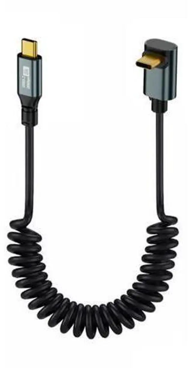 Main image of 6FT Coiled Up-Angled USBC to USBC Cable | USB3.2 Gen2x1 20Gbps, 100W PD, 8K@60Hz Video Transfer Cord