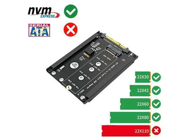 Alt view image 4 of 6 - M.2/SATA to U.2 SFF-8639 Adapter, M.2 NVMe (M-Key) + M.2 SATA (B+M Key) SSD Converter with Metal Case, PCIe 3.0 x4 32Gbps Riser Card for Samsung WD Kingston ADATA Intel ZHITAI M.2 SSD