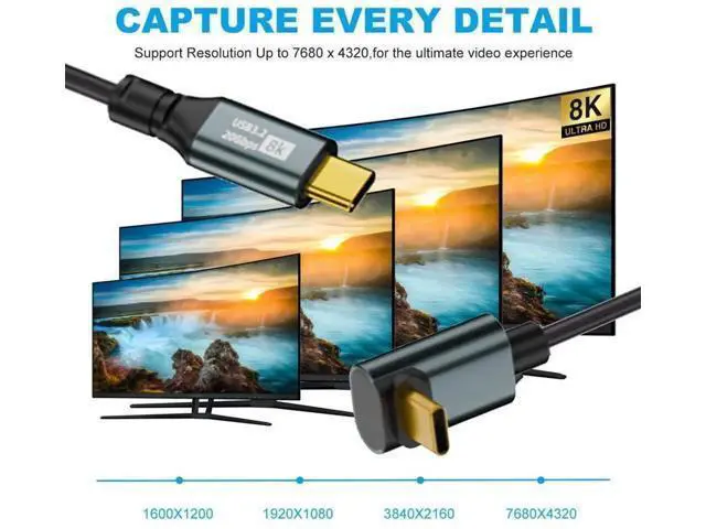 Alt view image 6 of 7 - 6FT Coiled Up-Angled USBC to USBC Cable | USB3.2 Gen2x1 20Gbps, 100W PD, 8K@60Hz Video Transfer Cord
