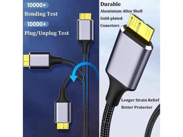 Alt view image 3 of 7 - 2-Pack Nylon Braided USB 3.0 Micro B Cable 6.6FT, USB-A & USB-C to Micro USB B Cord for External Hard Drives & Digital Cameras