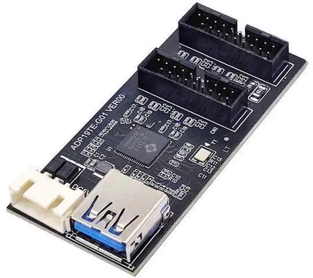 Main image of USB 3.0 19/20Pin 1 to 2 Splitter Hub, Internal Port Multiplier PCBA Adapter with SATA Power Cable for Desktop Motherboard
