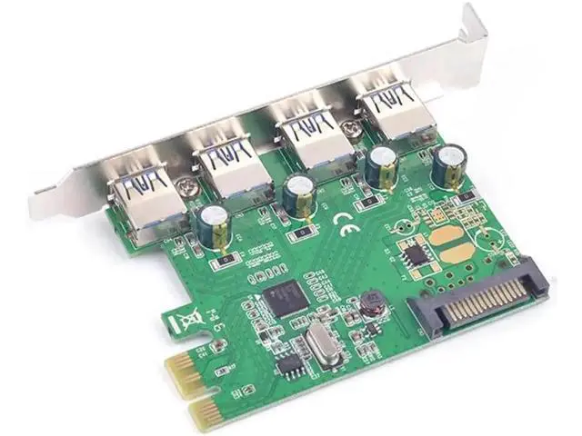 Alt view image 3 of 6 - 4 Port USB 3.0 PCIe X1 Expansion Card, Renesas (NEC) Chipset, 15-Pin SATA Power Supply, SuperSpeed 5Gbps PCI-E USB Controller Adapter for Desktop Motherboard