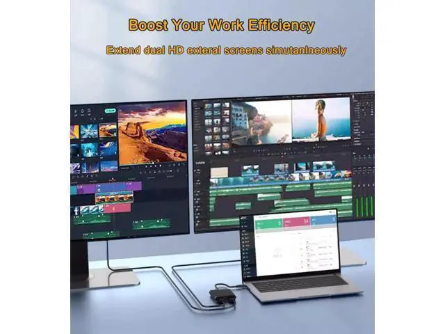 Alt view image 7 of 7 - USB 3.0 to Dual HDMI Adapter, USB to Dual Monitor Display Converter Support 1080P 60Hz Audio Video, Only for Windows Laptops Desktops