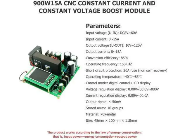 Alt view image 6 of 6 - 900W 15A DC-DC Boost Converter, 8-60V to 10-120V Step Up Power Supply Module, TFT Display CC CV Constant Current Voltage Regulator for Battery Charging Solar Panel DIY