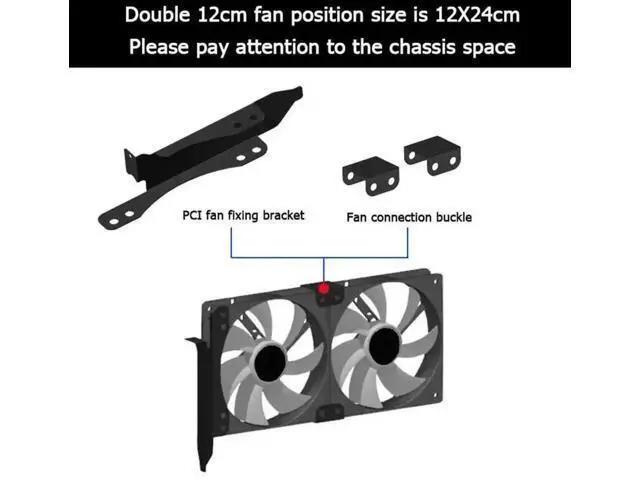 Alt view image 2 of 3 - PCI Slot Dual Fan Mount Bracket for GPU Water Cooling Radiator, Supports 90mm & 120mm Cooling Fans, Graphics Card Auxiliary Cooler Fixed Rack