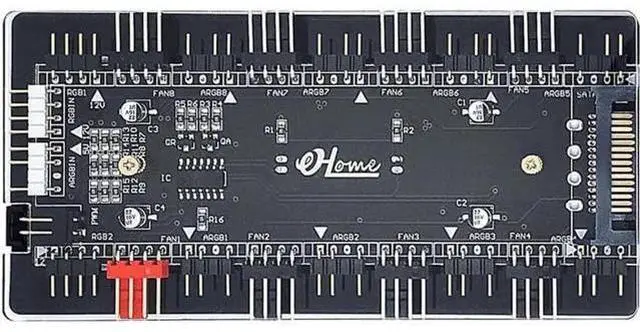 Alt view image 7 of 7 - 8-Port 2-in-1 ARGB PWM Fan Hub, 12V 4Pin to 5V 3Pin ARGB Converter Controller, SATA Powered with PMMA Shell & Magnetic Standoff, Sync Compatible with ASUS/MSI RGB Lighting