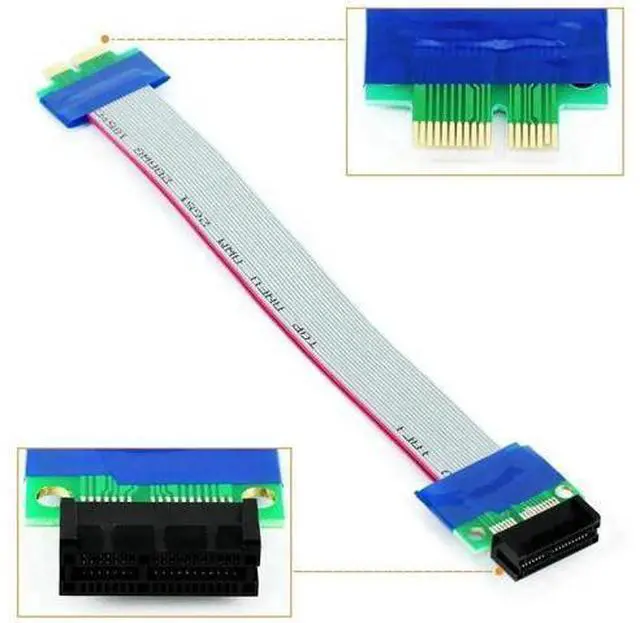 Main image of PCI-E 1X Male to Female Extension Ribbon Cable, PCI Express Riser Extender Adapter for Desktop Motherboard