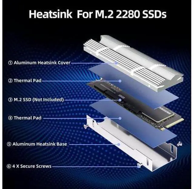 Alt view image 3 of 7 - Silver Aluminum Double-Sided M.2 2280 SSD Heatsink with Thermal Pads, Cooling Radiator for PC & PS5 NVMe PCIe M.2 SSD
