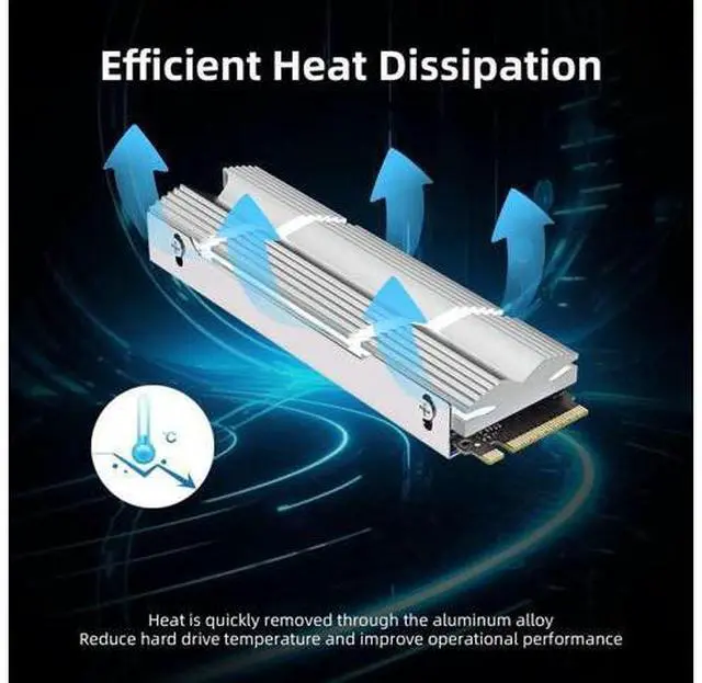 Alt view image 5 of 7 - Silver Aluminum Double-Sided M.2 2280 SSD Heatsink with Thermal Pads, Cooling Radiator for PC & PS5 NVMe PCIe M.2 SSD