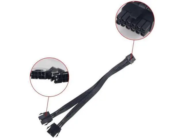 Alt view image 3 of 6 - Dual PCIe 6/8 Pin Female to Mini 12 Pin Male GPU Power Cable, Double CPU Connector Adapter Cord Compatible with NVIDIA RTX 3080 RTX 3090 RTX 30 Series Graphics Card