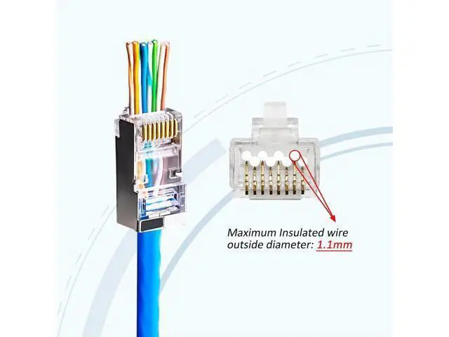 Alt view image 2 of 6 - 20 Pack Pass Through Shielded Cat6/Cat6a RJ45 Connectors, Gold Plated FTP STP Modular Plugs Fit Solid & Stranded Cat6 Cat6a Ethernet Cables