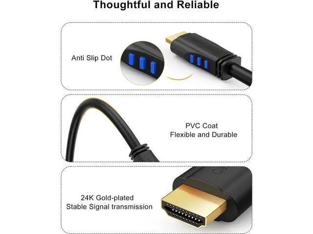 Alt view image 2 of 7 - 6ft Black 90 Degree Left Angled Male to Male HDMI Cable, Supports 4K@60Hz Ultra HD