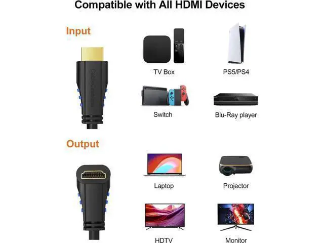 Alt view image 3 of 7 - 6ft Black 90 Degree Left Angled Male to Male HDMI Cable, Supports 4K@60Hz Ultra HD