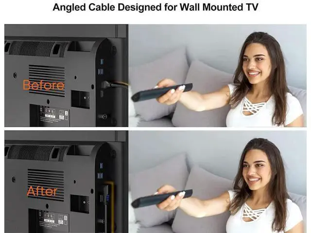 Alt view image 5 of 7 - 6ft Black 90 Degree Left Angled Male to Male HDMI Cable, Supports 4K@60Hz Ultra HD